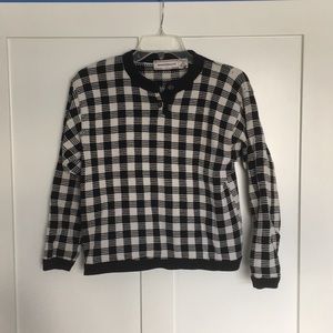 Cozy black and white gingham sweater